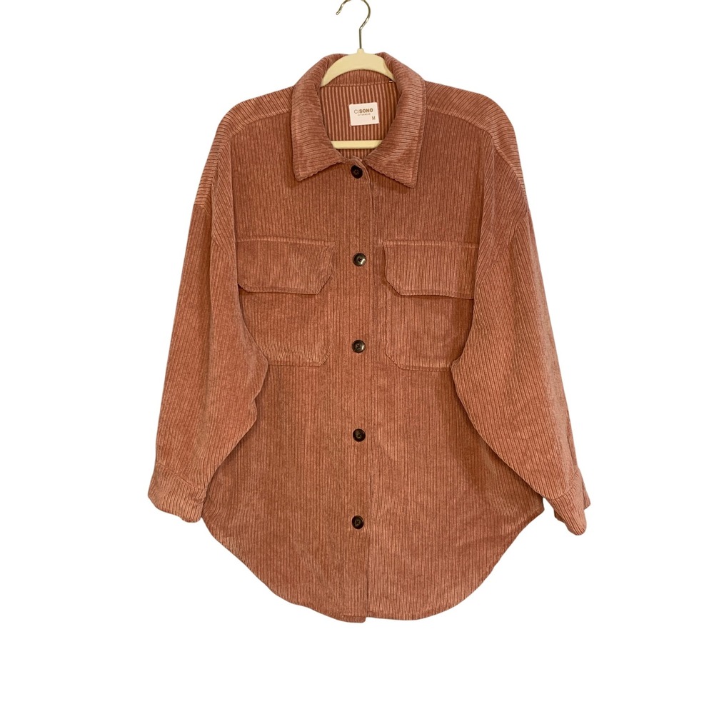 CI Sono  Corduroy Oversized Shacket Jacket Dusty Coral Rose Pink‎ Size Medium